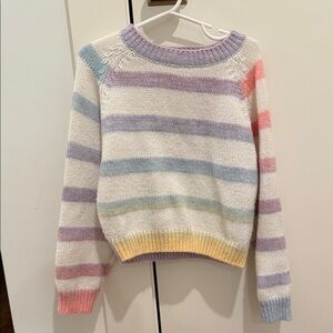 Girls Striped Multicolor Sweater